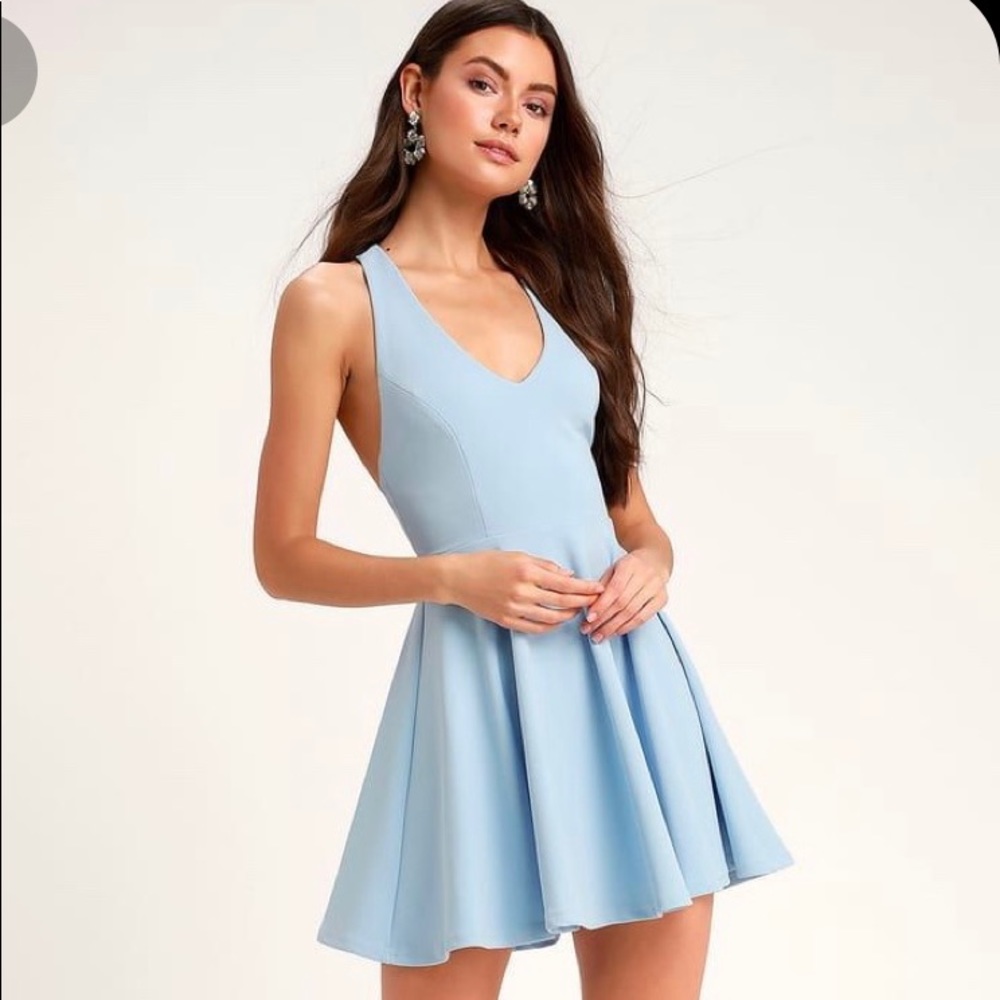 LuLus light blue skater dress size S